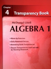 (image for) Algebra 1 Chapter 4 Transparency Book (P) by Larson, Boswell