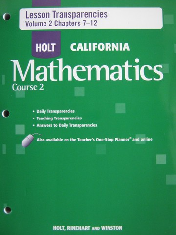 (image for) California Mathematics Course 2 Lesson Transparencies 2 (CA)(P) - Click Image to Close