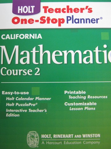 (image for) California Mathematics Course 2 Teacher's One-Stop (TE)(CD) - Click Image to Close