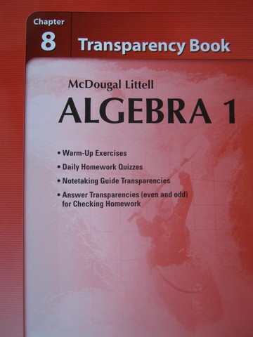 (image for) Algebra 1 Chapter 8 Transparency Book (P) by Larson, Boswell