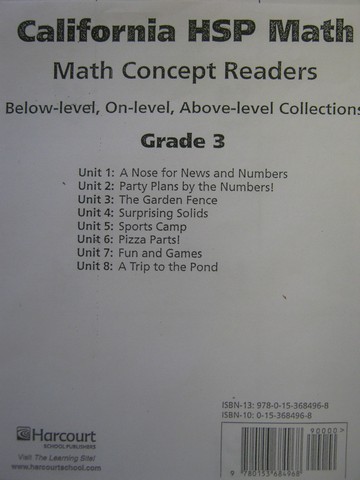 (image for) California HSP Math 3 Math Concept Readers (CA)(Pk)