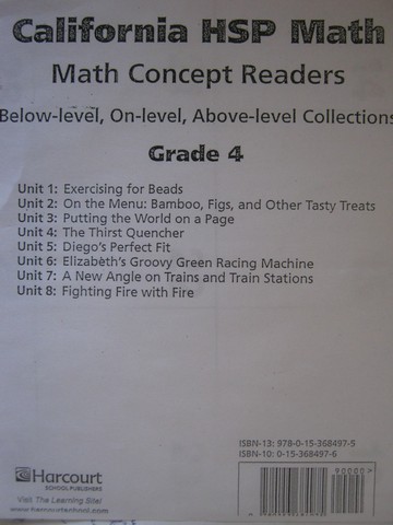 (image for) California HSP Math 4 Math Concept Readers (CA)(Pk)