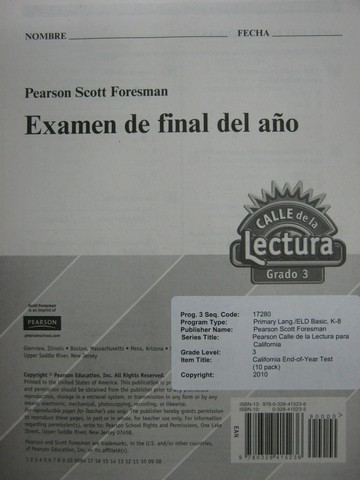 (image for) Calle de la Lectura 3 Examen de final del ano (P) - Click Image to Close