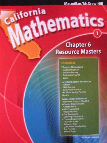 (image for) California Mathematics 1 Chapter 6 Resource Masters (CA)(P)