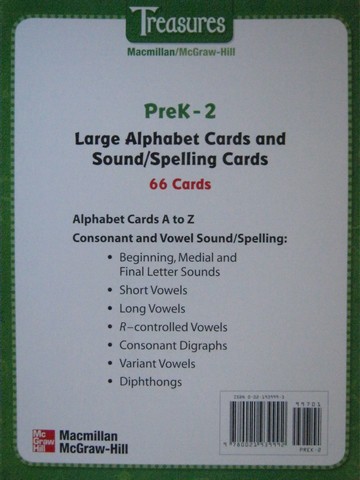 (image for) Treasures PreK-2 Large Alphabet Cards & Sound Spelling Card (Pk) - Click Image to Close