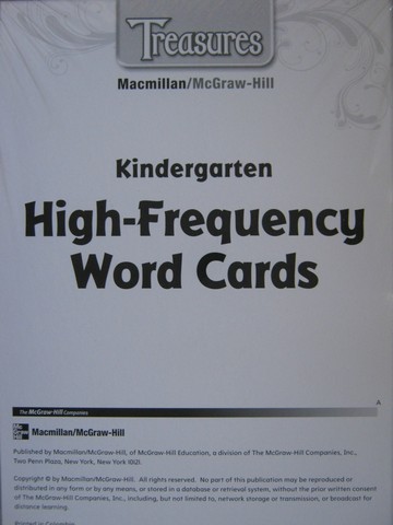 (image for) Treasures K High-Frequency Word Cards (Pk) - Click Image to Close