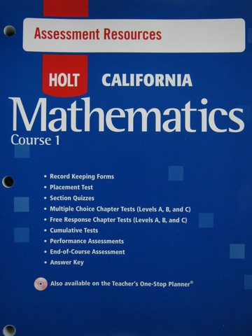 (image for) California Mathematics Course 1 Assessment Resources (CA)(P) - Click Image to Close