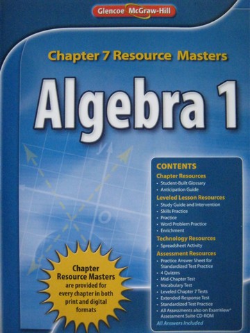 Algebra 1 chapter resource book answers