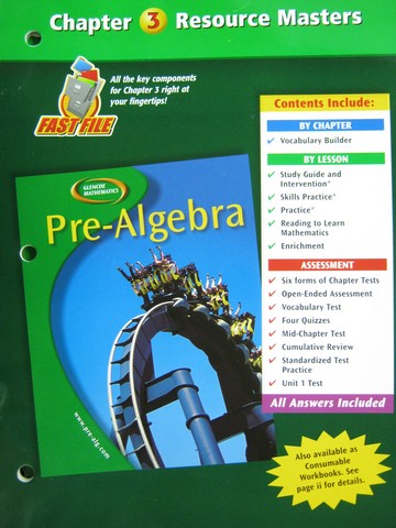 (image for) Glencoe Mathematics Pre-Algebra Chapter 3 Resource Masters (P)