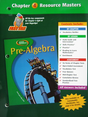 (image for) Glencoe Pre-Algebra Chapter 4 Resource Masters (P)