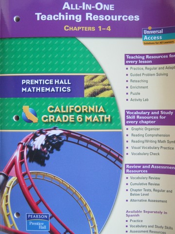 (image for) California Grade 6 Math All-in-One TR Chapters 1-4 (CA)(TE)(P)