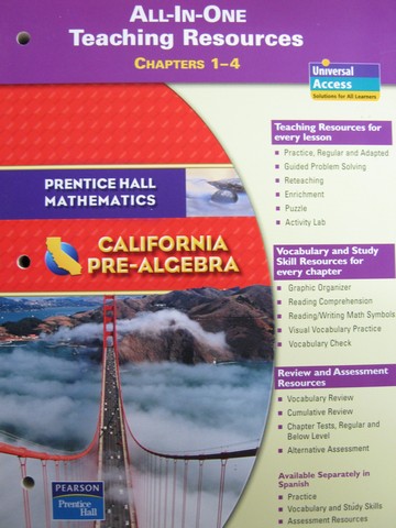 (image for) California Pre-Algebra All-in-One TR Chapters 1-4 (CA)(TE)(P)