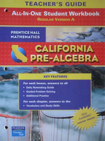 (image for) California Pre-Algebra Student Workbook Version A TG (CA)(TE)(P)