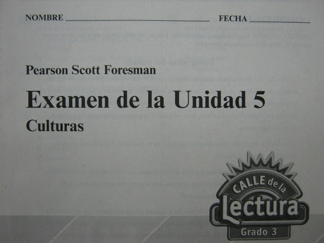 (image for) Calle De La Lectura 3 Examen de la Unidad 5 (P) - Click Image to Close