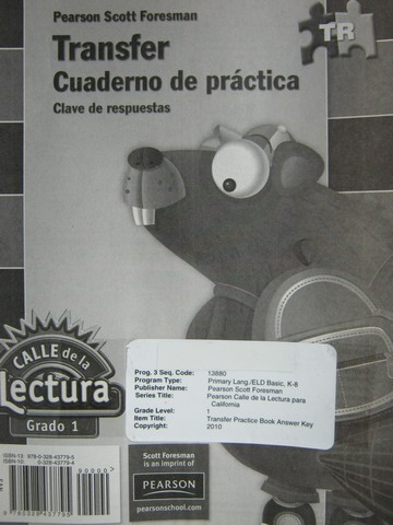 (image for) Calle de la Lectura 1 Transfer Cuaderno de practica Clave de (P) - Click Image to Close