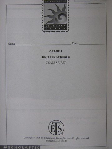 (image for) Literacy Place 1-3 Team Spirit Unit Test Form B (P)