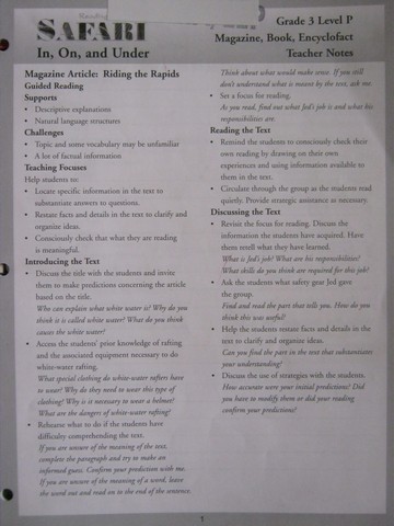 (image for) Reading Safari In On & Under Teacher Note (TE)(P) by Watt & Wood - Click Image to Close