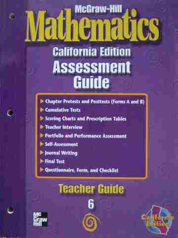 (image for) McGraw-Hill Mathematics 6 Assessment Guide TG (CA)(TE)(P)