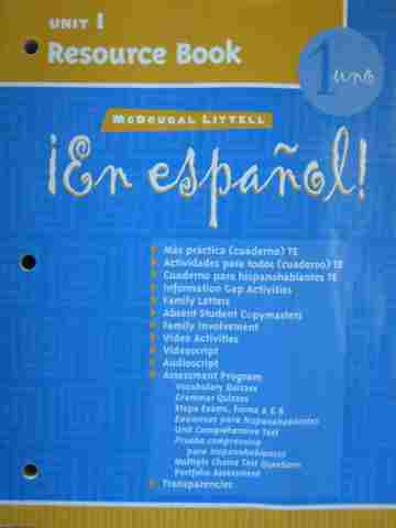 (image for) En espanol! 1uno Unit 1 Resource Book (P)