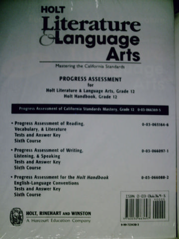 (image for) Holt Literature & Language Arts 6th Cr Progress Assessment (Pk)