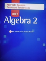 (image for) Holt Algebra 2 Alternate Openers: Explorations Transparency (P)