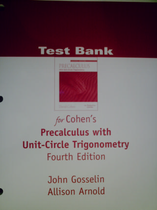 (image for) Test Bank for Cohen's Precalculus w/Unit-Circle 4th Edition (P)
