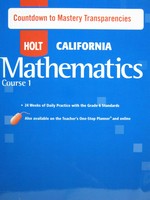 (image for) California Mathematics Course 1 Countdown to Mastery (CA)(P)