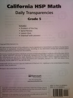 (image for) California HSP Math 5 Daily Transparencies (CA)(Pk)