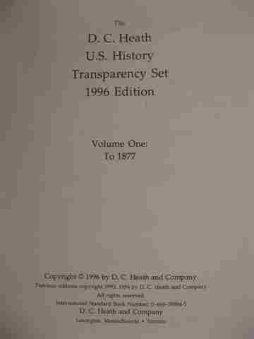 (image for) US History Volume 1 To 1877 Transparency Set 1996 Edition (Pk)
