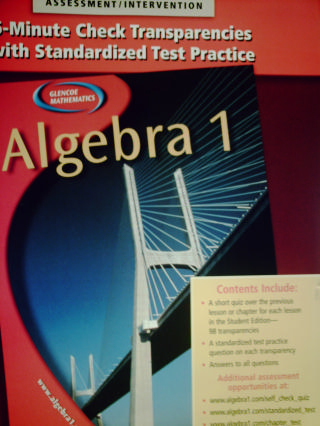 (image for) Glencoe Mathematics Algebra 1 5-Minute Check Transparencies (P)
