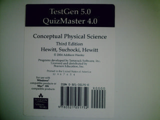 (image for) Conceptual Physical Science 3e TestGen 5.0 QuizMaster 4.0 (CD)