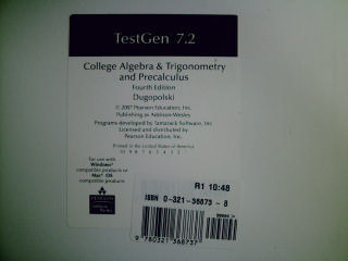 (image for) College Algebra & Trigonometry 4th Edition TestGen 7.2 (Pk)