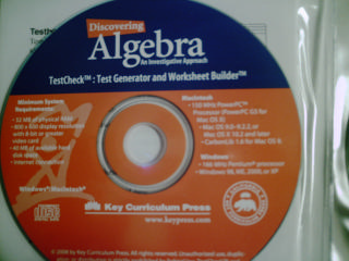 (image for) Discovering Algebra TestCheck, TR, Calculator Pro (TE)(CD)