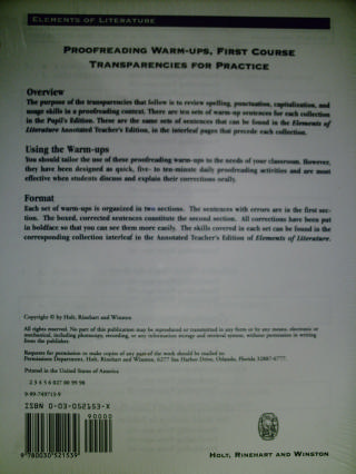 (image for) Elements of Literature 1st Course Proofreading Warm-Ups Tra (PK)