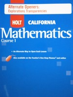 (image for) California Mathematics Course 1 Alternate Openers (CA)(P)