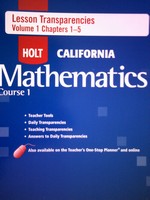 (image for) California Mathematics Course 1 Lesson Transparencies 1 (P) - Click Image to Close