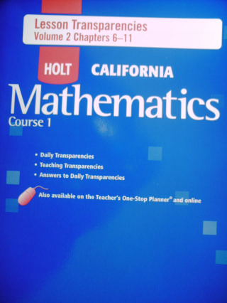 (image for) California Mathematics Course 1 Lesson Transparencies 2 (P) - Click Image to Close