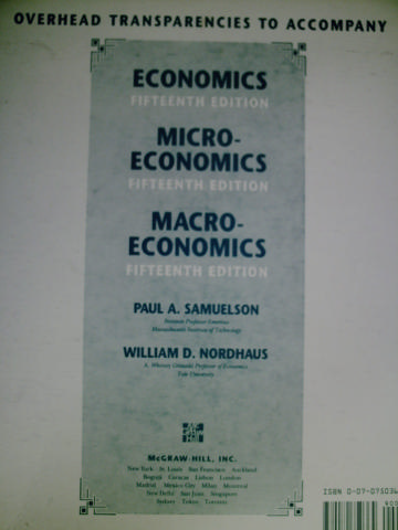 (image for) Economics/Micro-Economics/Macro-Economics 15th Ed Transp (PK)