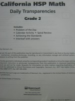 (image for) California HSP Math 2 Daily Transparencies (CA)(Pk)