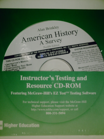 (image for) American History A Survey 12e Instructor's Testing & Resource(CD