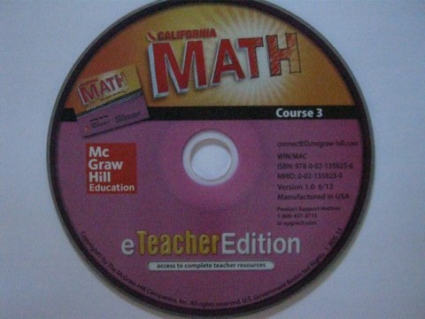 (image for) California Math Course 3 eTeacher Edition (CA)(TE)(CD)