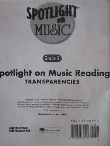 (image for) Spotlight on Music 2 Spotlight on Music Reading Transparen (Pk)