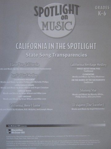 (image for) California Spotlight on Music K-6 in the Spotlight (CA)(Pk)