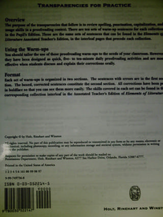 (image for) Elements of Literature 6th Course Proofreading Warm-ups (PK)