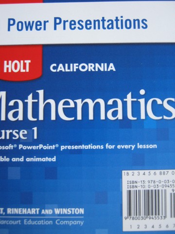 (image for) Holt California Mathematics Course 1 Power Presentations (CD)