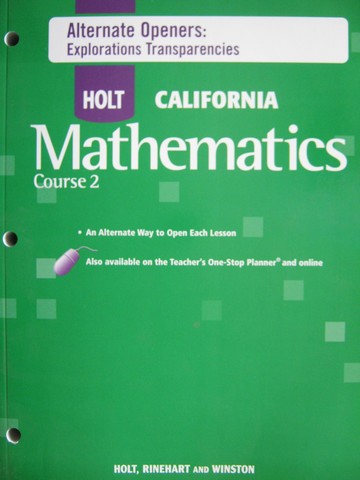 (image for) California Mathematics Course 2 Alternate Openers (CA)(P)