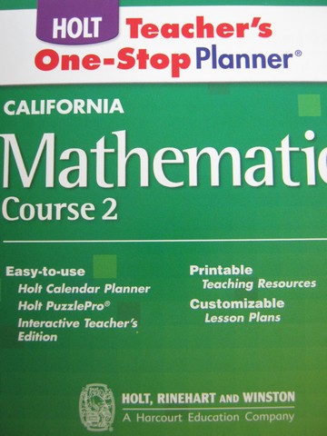 (image for) California Mathematics Course 2 Teacher's One-Stop (CA)(TE)(CD)