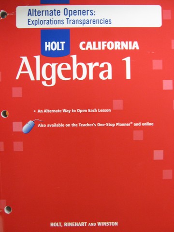 (image for) Holt California Algebra 1 Alternate Openers Transparencies (P)