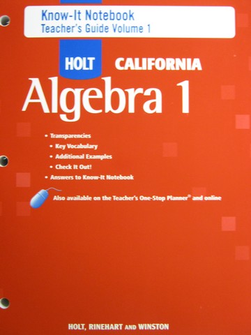 (image for) Holt California Algebra 1 Know-It Notebook TG Volume 1 (TE)(P)