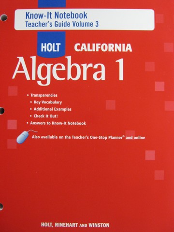 (image for) Holt California Algebra 1 Know-It Notebook TG Volume 3 (TE)(P)
